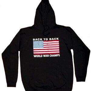 Back To Back World War Champs Pullover Hoodie USA Distressed Flag Black